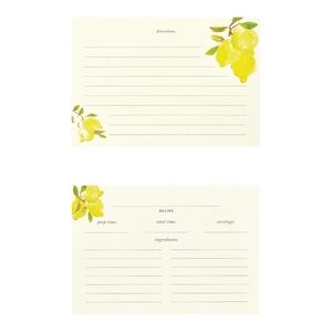 Kate Spade New York Double Sided Recipe Cards- Set of 40- Lemons